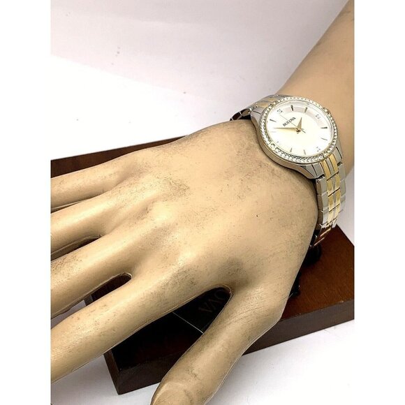 Bulova Women's Watch 98L273 Mother of Pearl Dial Crystal Accent Two Tone… - Picture 4 of 12